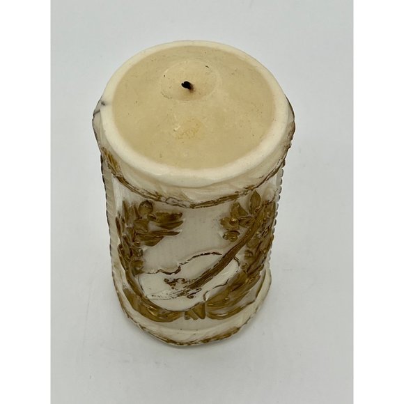 Vintage White & Gold Cello Pillar Candle - Picture 2 of 3
